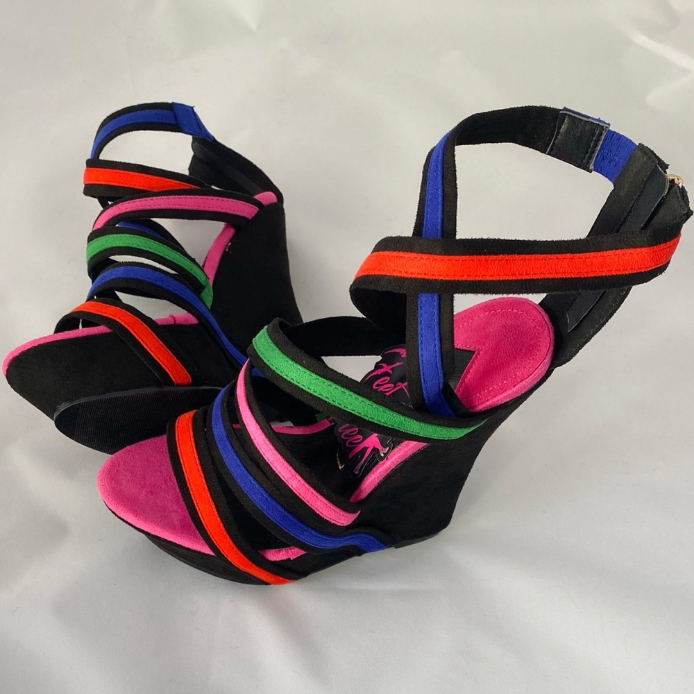 Rainbow - Multi-Colored Strappy Wedge w/ Zip Back and Slip Proof Sole - Picture 4 of 4